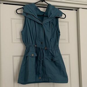 Sleeveless Hooded Utility Vest - Blue